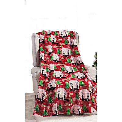 NobleHouse Festive Holiday Microplush Throw Blanket (50''x60'') - Holiday Magic