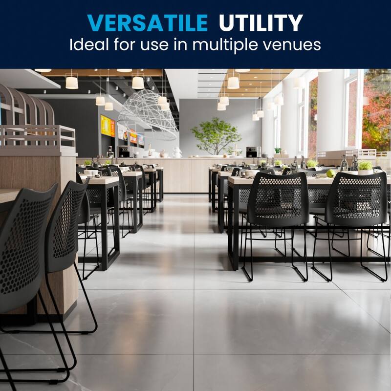 5 Pack 661 lb. Capacity Stack Chair with Air-Vent Back and Sled Base