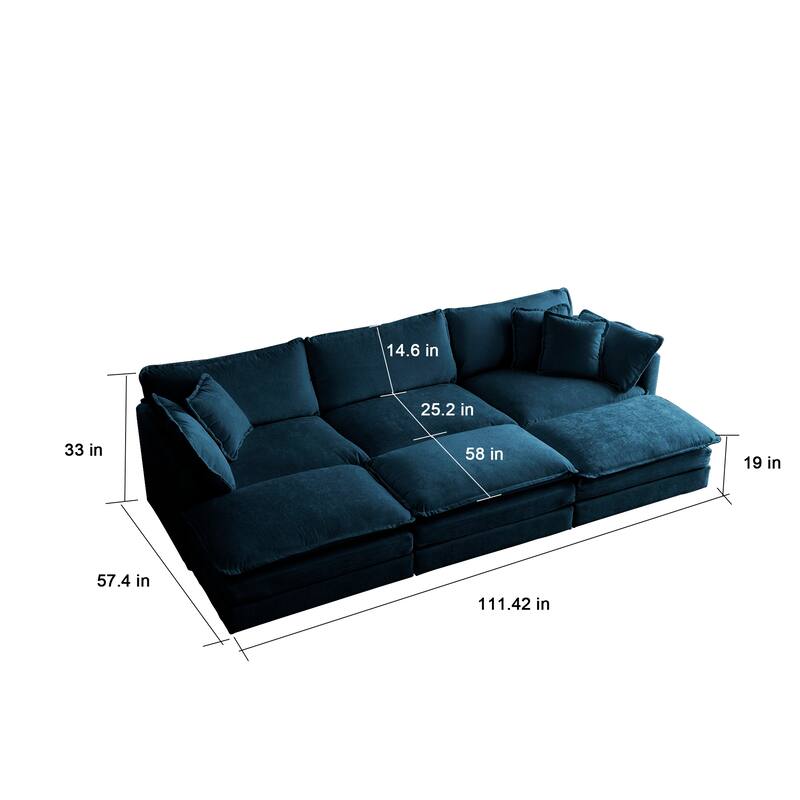 Cloud Chenille Upholstered Modular Sectional Sofa with DIY Combination Design