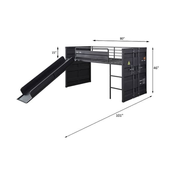 dimension image slide 0 of 2, ACME Cargo Twin Loft Bed w/Slide