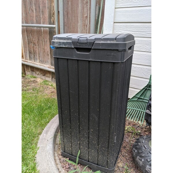 Keter Baltimore Outdoor Waste Bin Trash Can Double Walled Resin Black 39 Gallon 