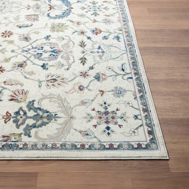 Gaia Traditional Floral Damask Performance Indoor Area Rug by Sevita