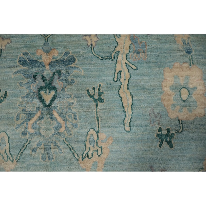 Hand Knotted Oriental 100% Wool Carpet Traditional All-Over Navy Blue & Blues Ziegler Area Rug - 13' 9'' X 9' 8''