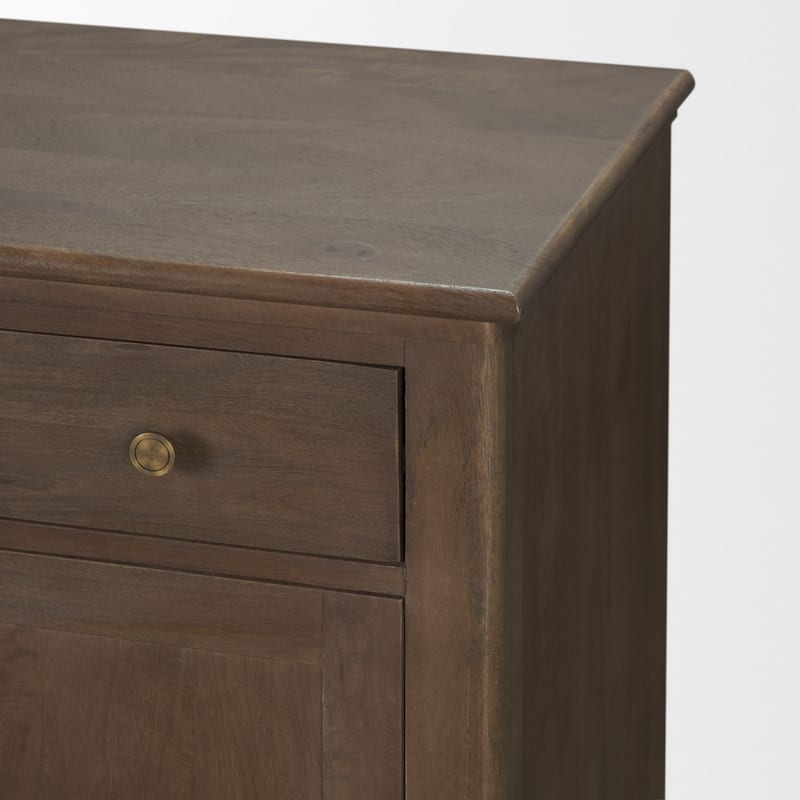 Baron Brown Solid Wood w/ Antiqued Aged Brass Knobs 3-Drawer 6-Door Sideboard