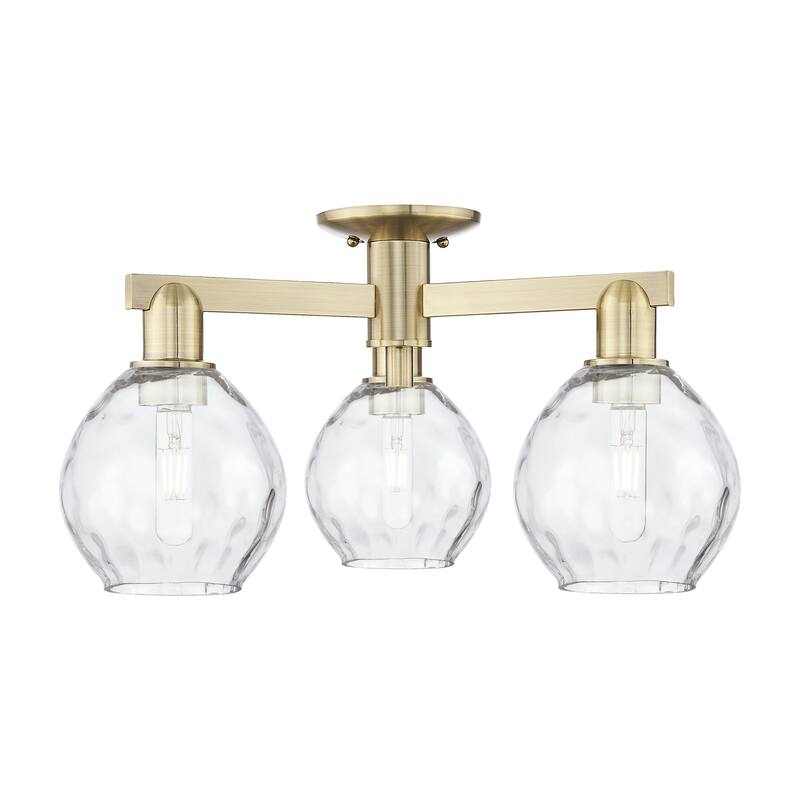 Innovations Lighting Endless Possibilities Arcadia - Waverly - 3 Light 24" Semi-Flush Mount - Antique Brass/Clear