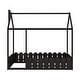 preview thumbnail 15 of 60, Kids Wood Bed, House Bed Frame with Fence-Shaped Guardrails for Teens Girls Boys, Slats are not Included