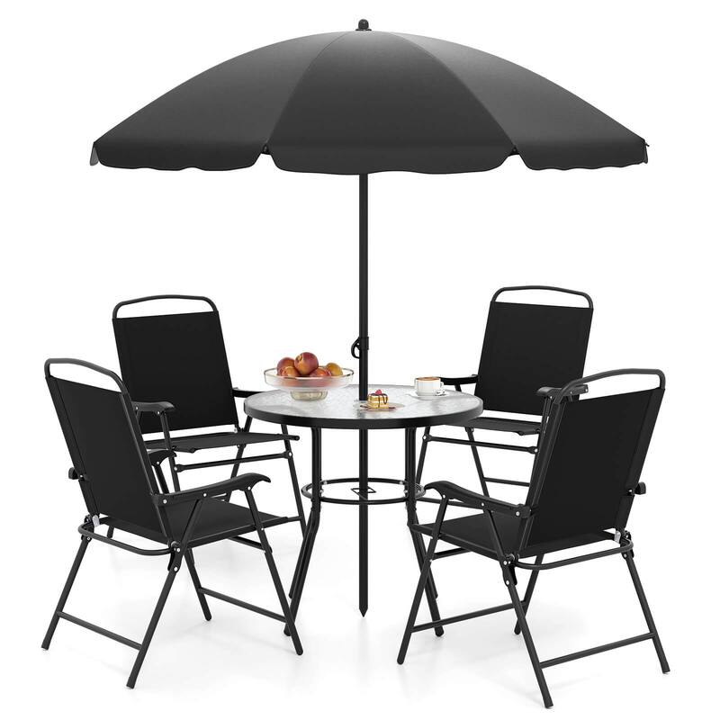 Costway 6 Pieces Patio Dining Set with Umbrella Outdoor Table and - See Details