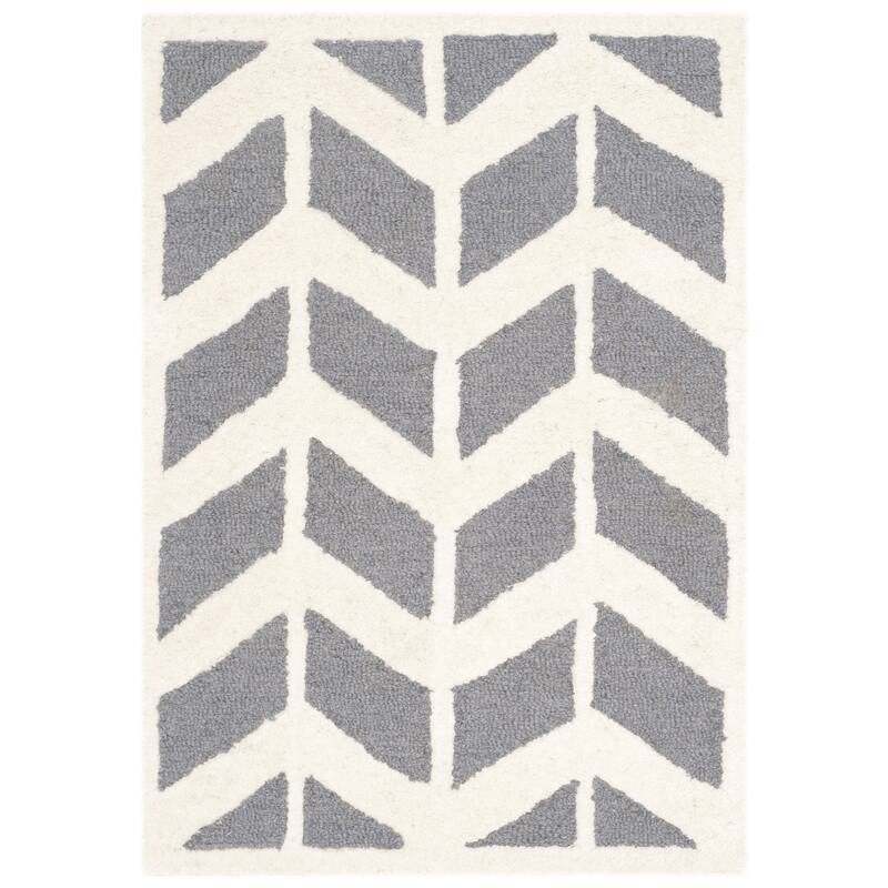 SAFAVIEH Handmade Cambridge Saskia Modern Moroccan Wool Rug - 2' x 3' - Dark Grey/Ivory