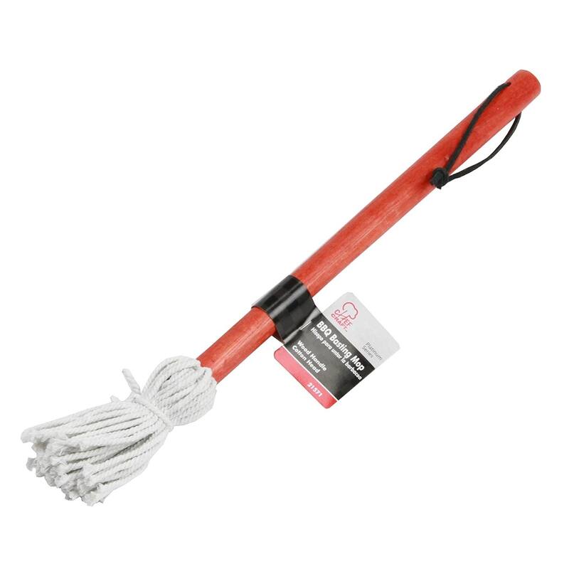 Chef Craft BBQ Basting Mop with 13" Long Wood Handle and Cotton Head
