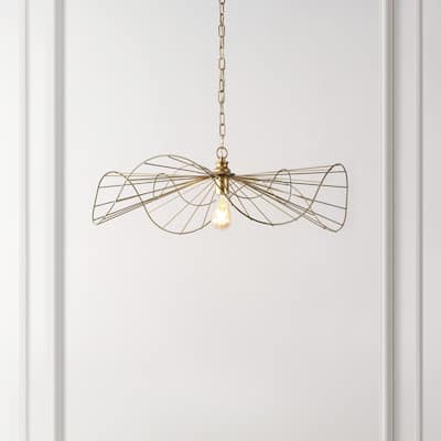 SAFAVIEH Home Lighting Collection Mikola 28" Glam Pendant - 28" W x 28" D x 73" H