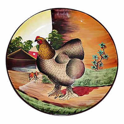 Collector Plates Brown Hen Handpainted Stoneware Plate 10" Renovators Supply