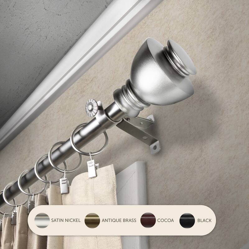 InStyleDesign Tristan Adjustable Curtain Rod - 28 to 48 inches - Satin Nickel