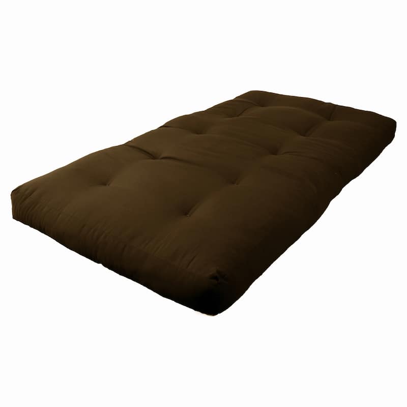 6-inch Thick Twill Futon Mattress (Twin, Full, or Queen) - Chocolate - Twin