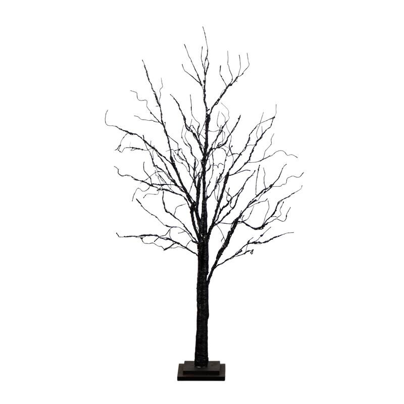 Pre-Lit Black Twig Artificial Halloween Tree - 4' - Multicolor LED Lights
