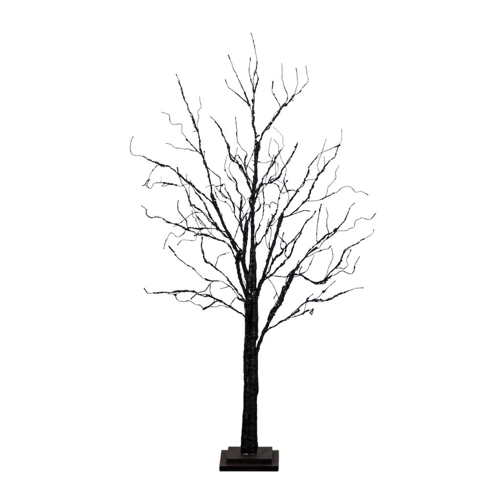 Pre-Lit Black Twig Artificial Halloween Tree - 4' - Multicolor LED Lights