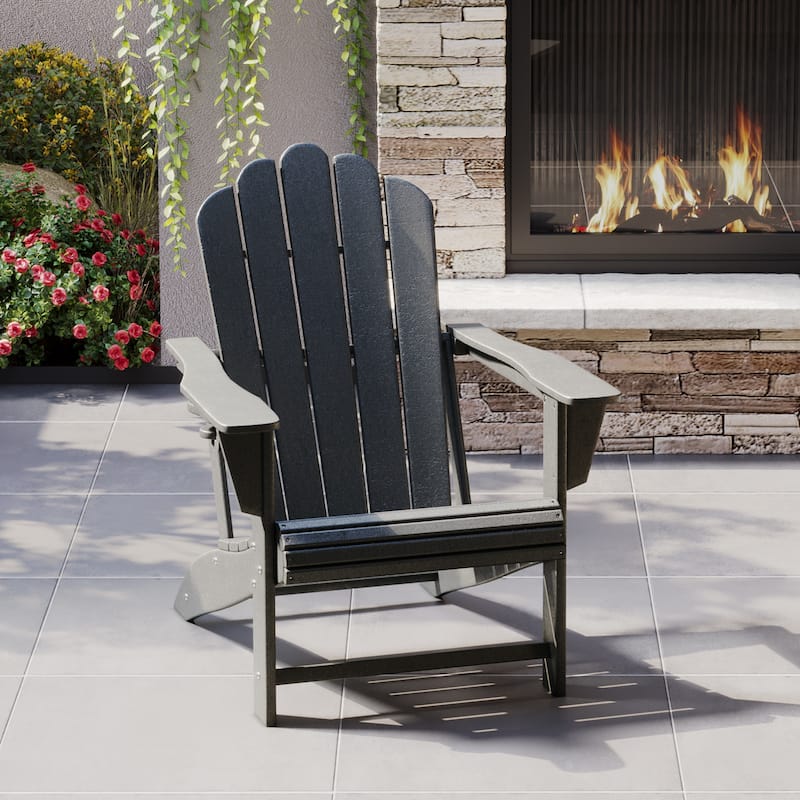 Aderson Outdoor Patio Commercial-Residential Adirondack Chair with Swivel Cupholder