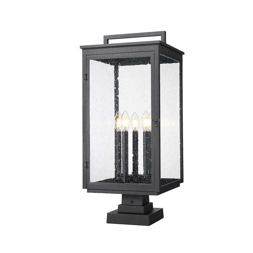 Z-Lite 5019PHXLS-SQPM Hartwell 5 Light 28" Tall Post Light with Seedy