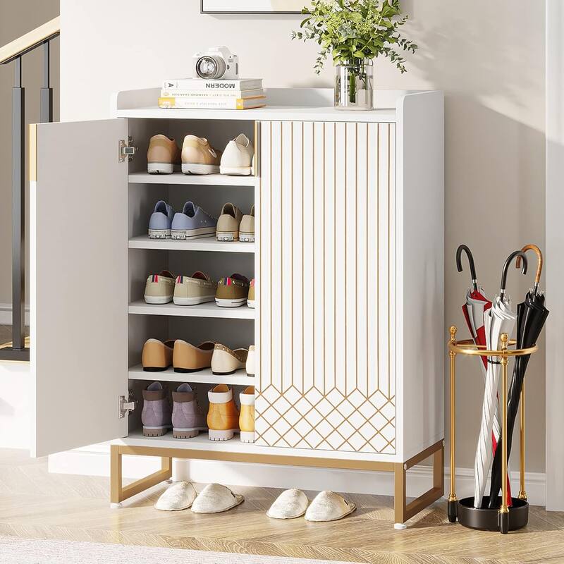 Shoe Cabinets with Doors, 5-Tier Wood Shoe Rack Organizer for 25 Pairs