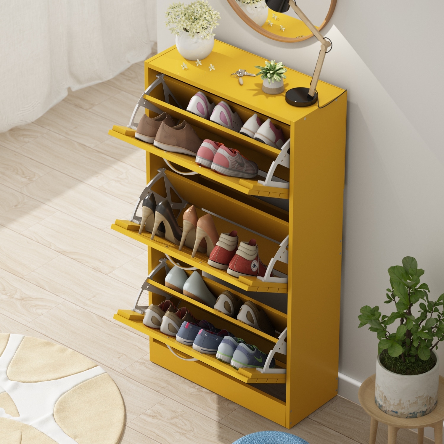 Shoe-Cabinet-with-Flip-Drawer-