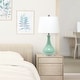 preview thumbnail 5 of 26, 26.25 in. Aqua Ceramic Tear Drop Shaped Table Lamp