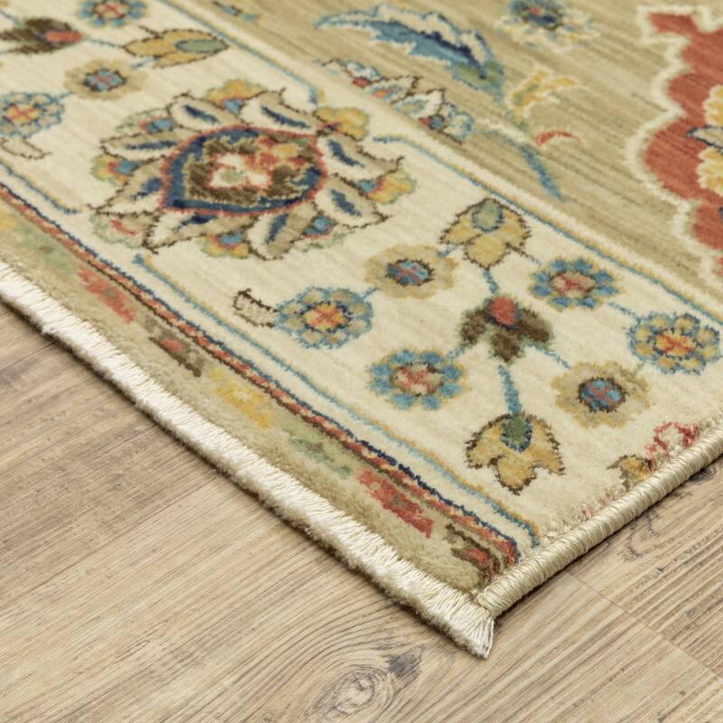 Style Haven Federica Bohemian Panel Tan/Multi Fringe Edge Area Rug
