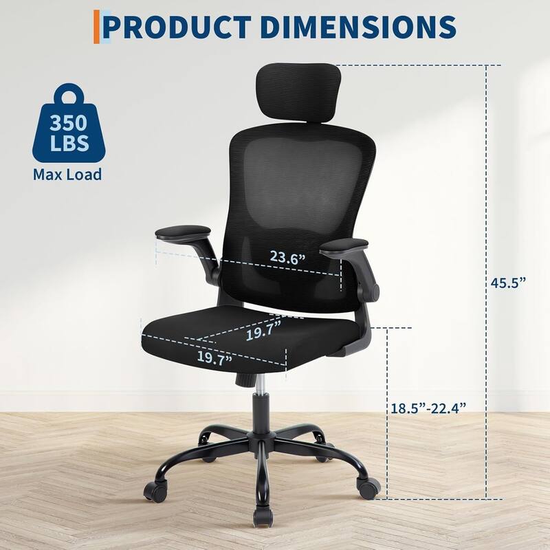 Adjustable Ergonomic Home Office Chair with Headrest for Computer Working