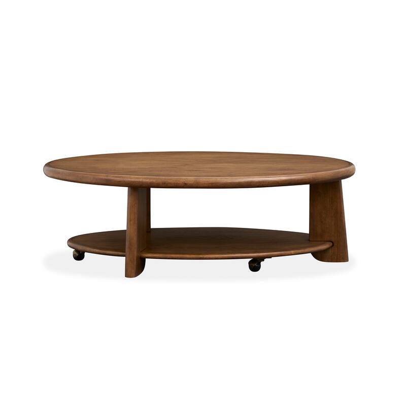Magnussen Home Tanner Tawny Brown Oval Cocktail Table with Casters - 30''W x 50''D x 16.5''H