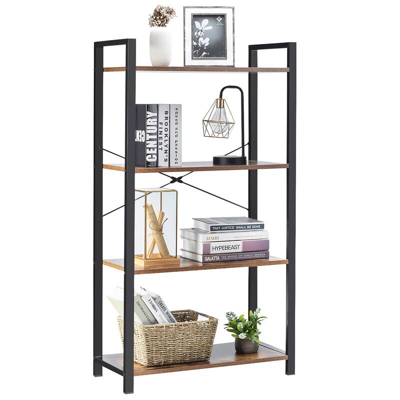 Costway 4-Tier Bookshelf Industrial Bookcase Diaplay Shelf Storage