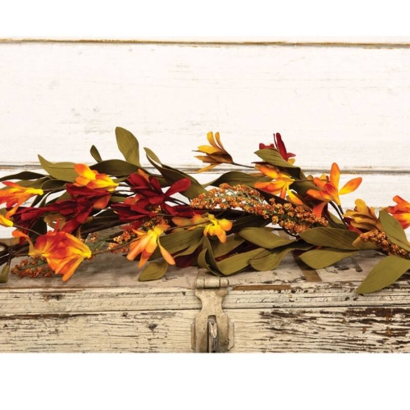 Harvest Wildflower and Heather Garland Fall Floral Decor 4 Ft - Multi