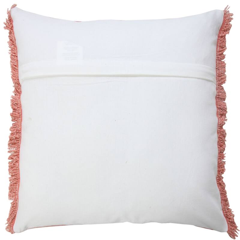 20" Pink Solid Fringe Square Throw Pillow