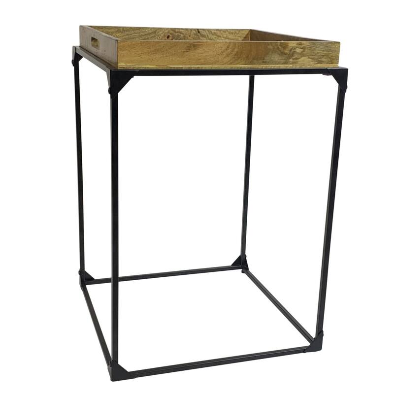 Metal Rectangular Tray Table - 28.5" - Black and Brown
