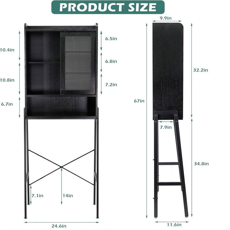 Over The Toilet Storage - 11.6"D x 24.6"W x 67"H