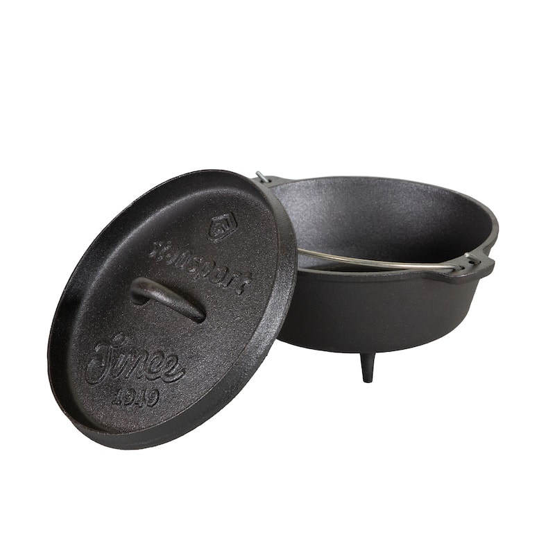 Stansport 2 QT Pre-Seasoned Cast Iron Dutch Oven with Legs - 8" L x 8" W x 5.5" H
