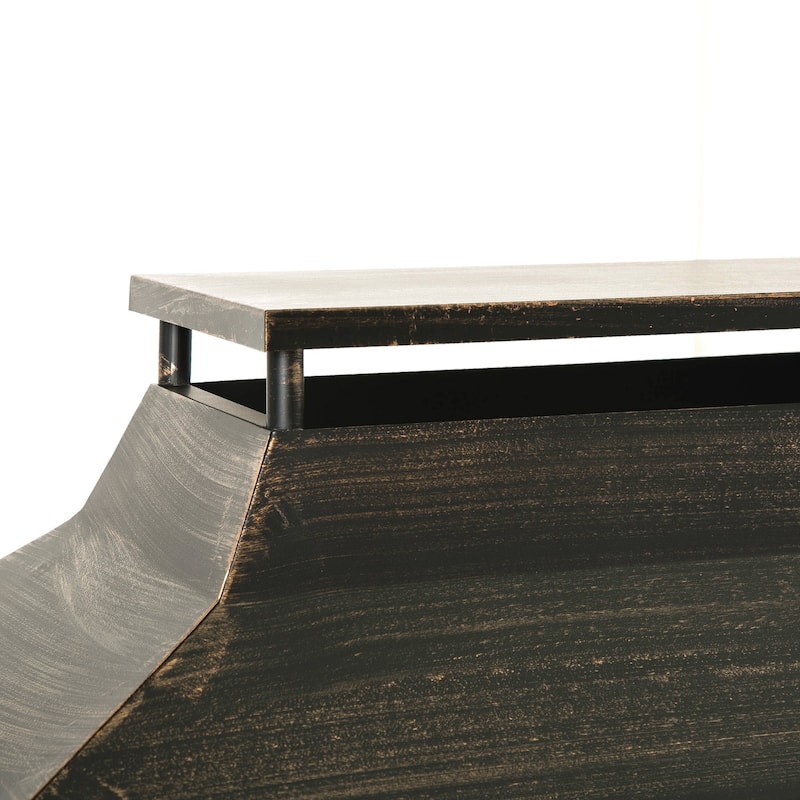 37-Inch Rectangular Metal Outdoor Wood Burning Fireplace - Outdoor Fireplace with Built-in Log Storage and Poker-Brushed Bronze