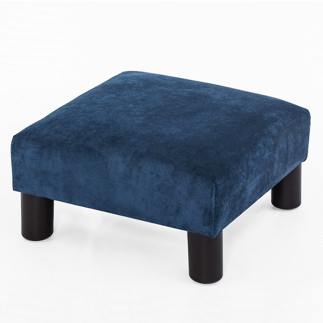 Adeco Ottoman Upholstered Fabric Footrest Pet Steps Dog Stair Stool,Footstool / Footrest - Geometric Art - Navy Blue