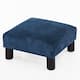 Adeco Ottoman Upholstered Fabric Footrest Pet Steps Dog Stair Stool,Footstool / Footrest - Geometric Art - Navy Blue
