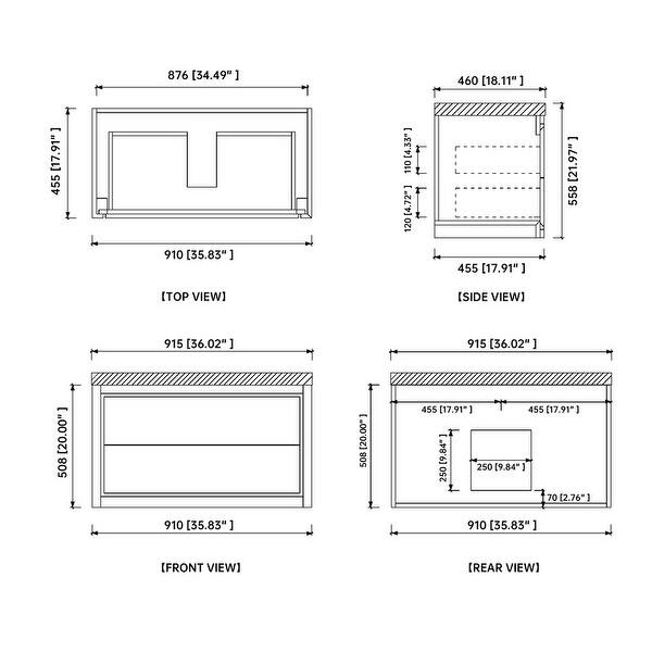 Alvana 36'' PVC Wall Mounted Floating Bathroom Vanity (Base Only) - Bed ...