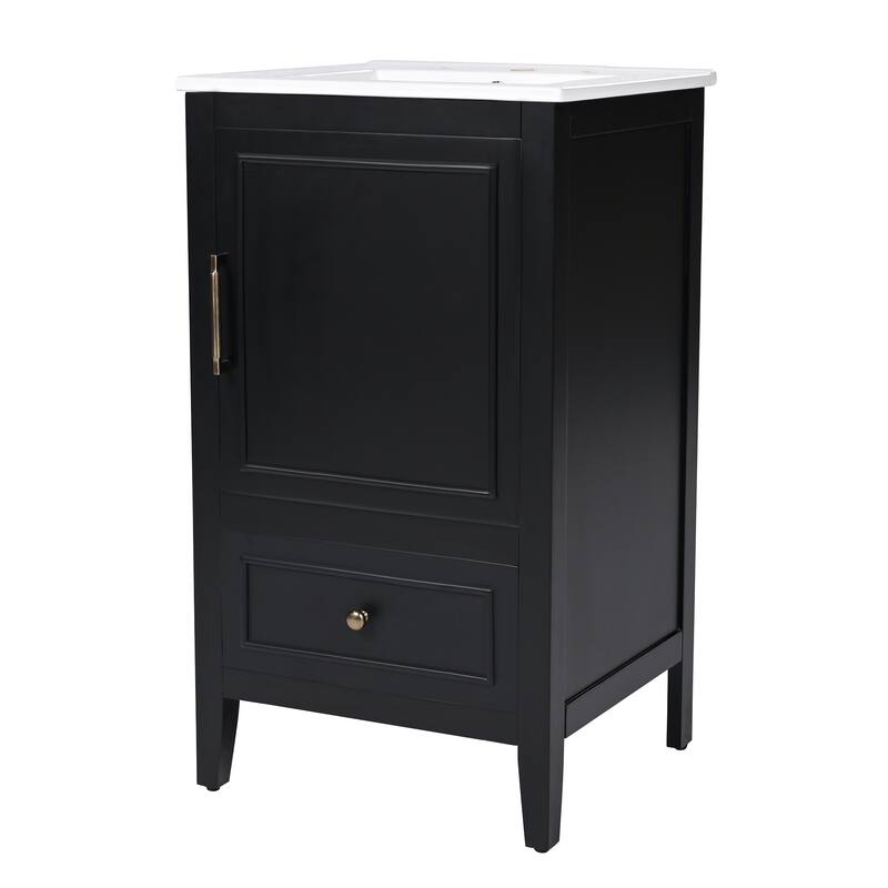 Bathroom Vanity with Sink, Freestanding Wooden Bathroom Cabinet, Bathroom Vanity Set with Door, Storage Rack & Drawer