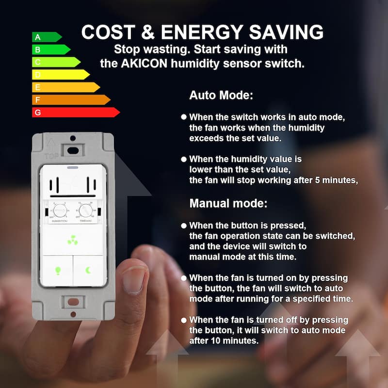 Single Pole Dimmer Switch for Led Light and Bathroom Fan