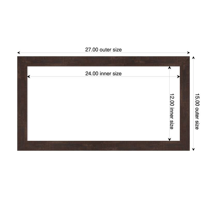 Amanti Art Fresco Dark Walnut Framed Dry Erase Magnetic Board - 27 x 15 in - Fresco Dark Walnut