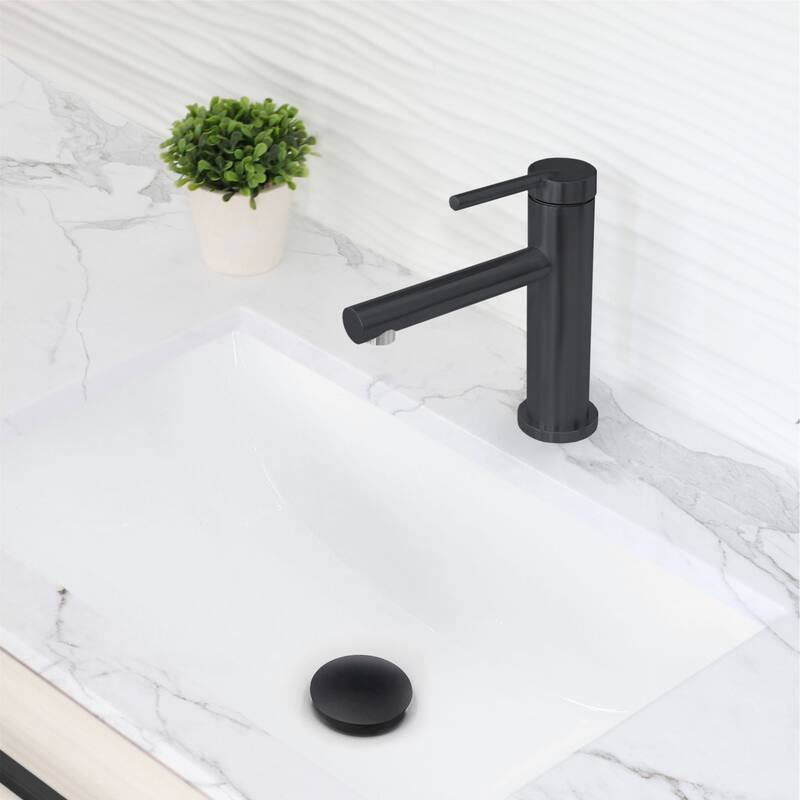 STYLISH Single Handle Modern Bathroom Basin Sink Faucet in Stainless Steel - Faucet Height: 6 3/8" Spout Height: 3 7/8"