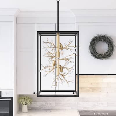 Modern Crystal Pendant Light Kitchen Island Lighting with Metal Frame