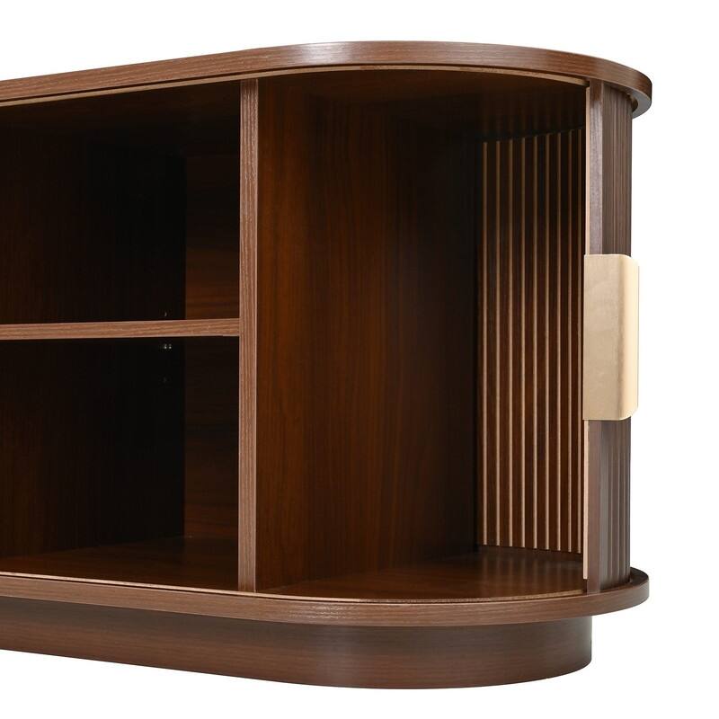 Farmhouse Wooden TV Stand up to 75" with Sliding Door and Adjustable Shelves for Modern Home Entertainment