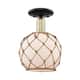 Option Black Antique Brass / White Glass with Brown Rope