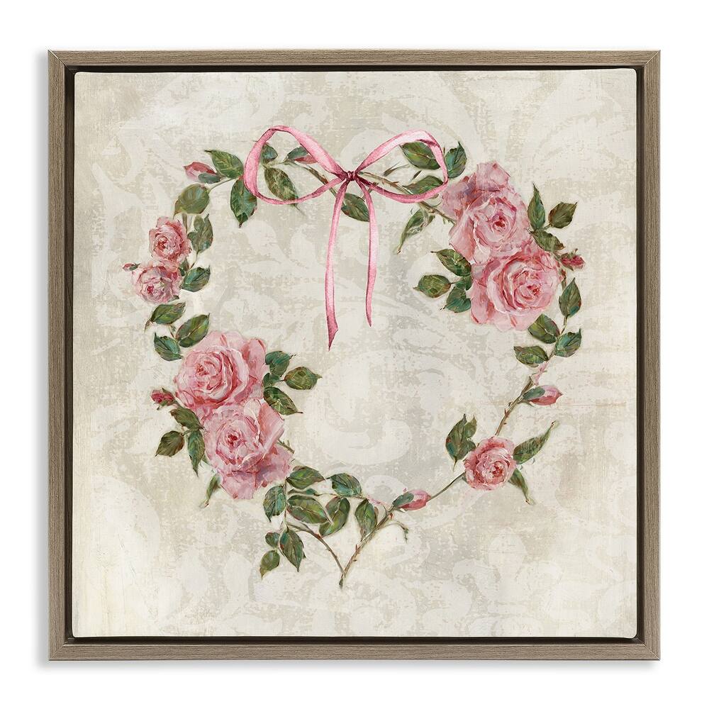 Stupell Garden Heart Wreath Framed Floater Canvas Wall Art Design By Sally Swatland