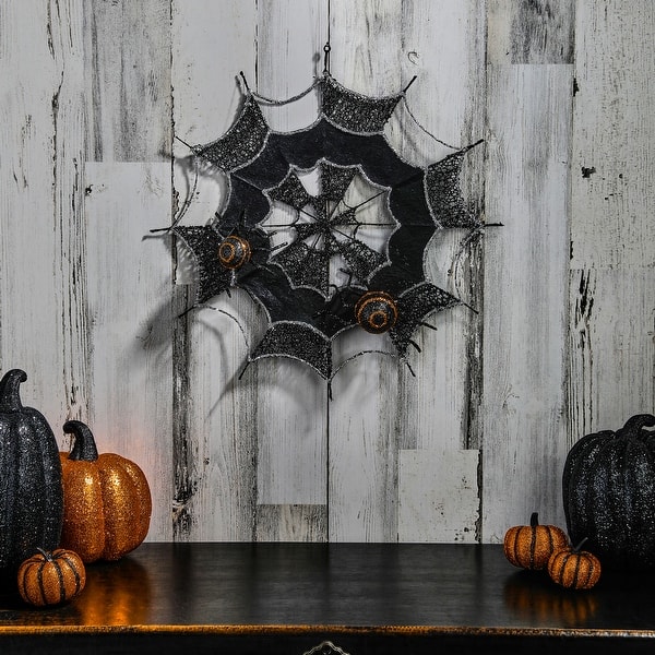 slide 2 of 3, 16" Glitter Spider Web With Spider