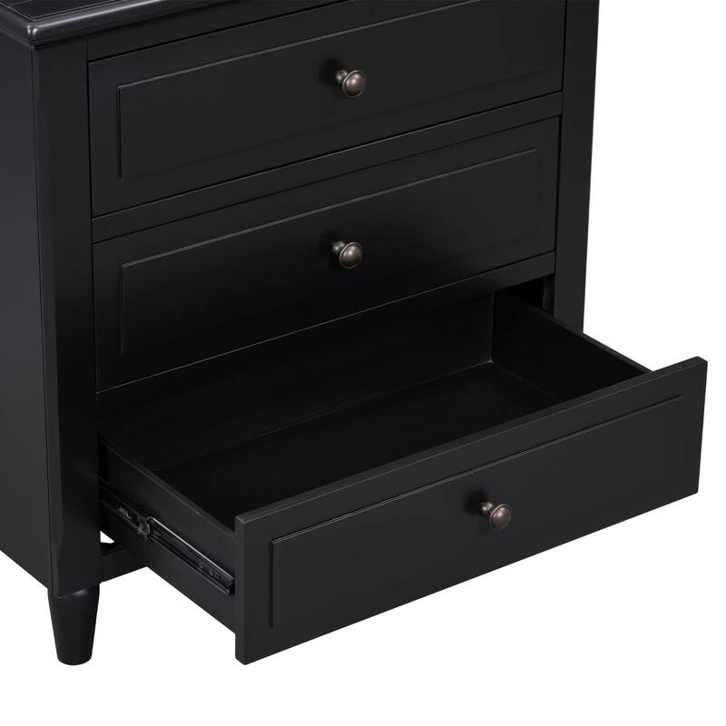 3 Drawer Nightstand Storage Wooden Chest
