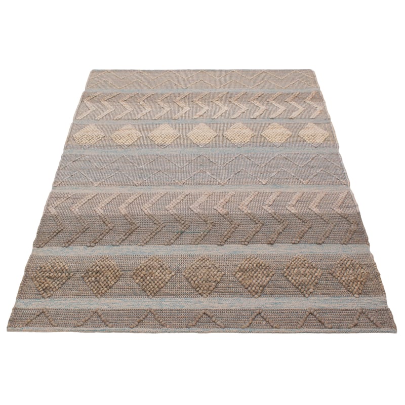 ECARPETGALLERY Braid weave Sienna Grey Wool Rug - 6'1 x 9'0