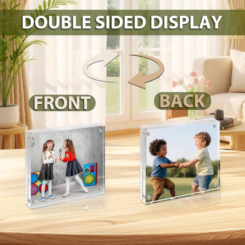 BP4U™ 6-Pack Acrylic Picture Frames, Tabletop Magnetic Freestanding Photo Frames for Hoem/Office Desktop Display