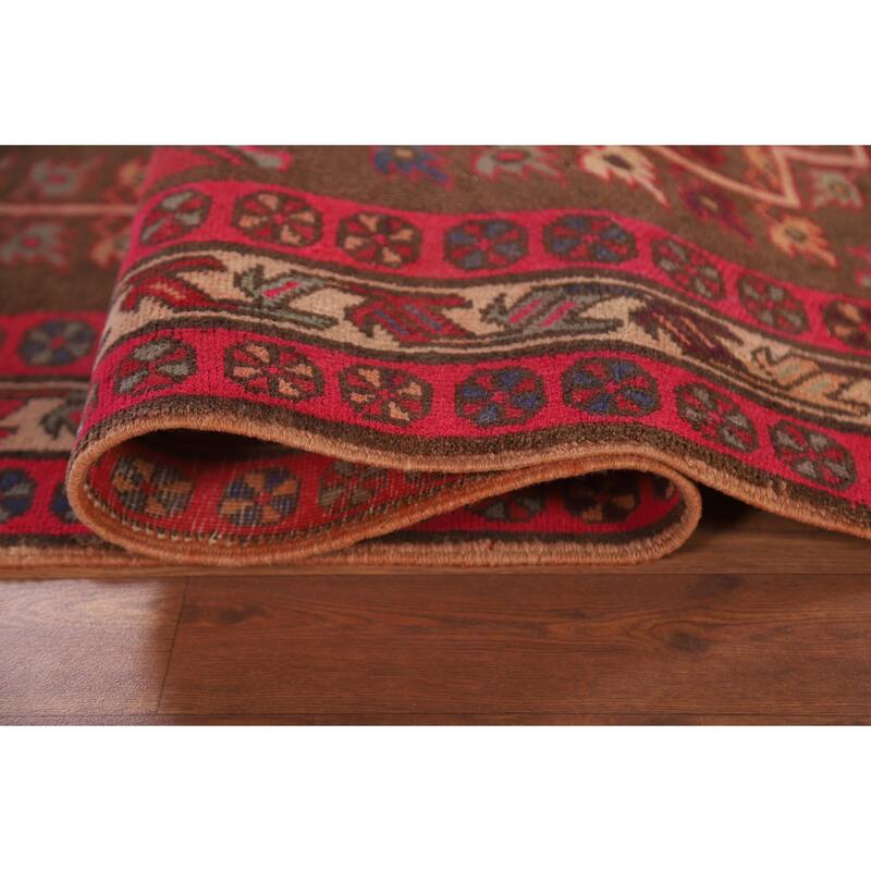 Meshkin Persian Vintage Area Rug Handmade Wool Carpet - 4'8" x 10'6"